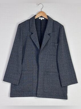 Madewell Plaid Blazer Jacket Gray Blue Tailored Career Layer Size M